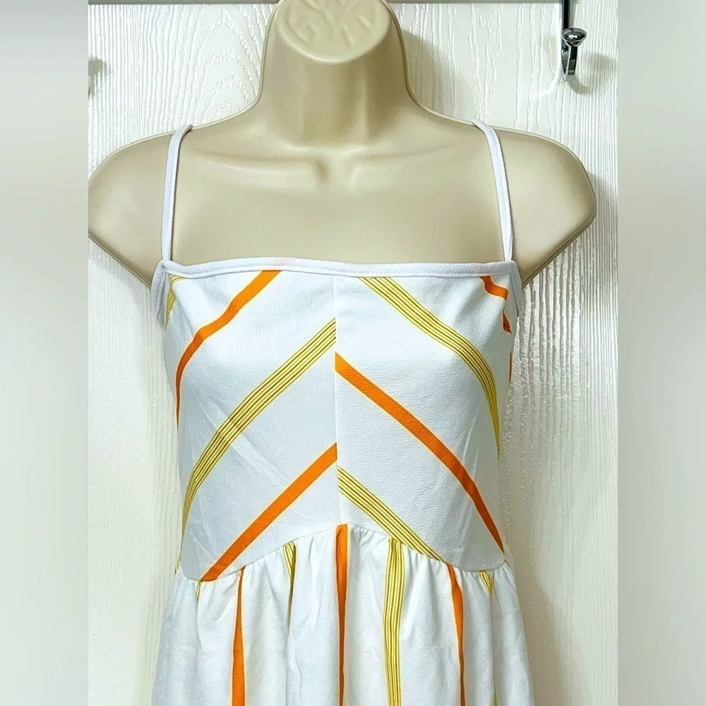 🟢 Unbranded White Sundress with Orange Stripes - Picture 4 of 9
